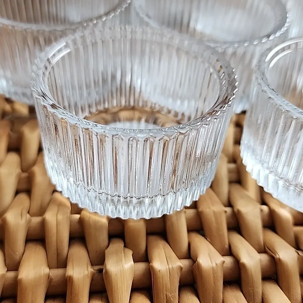 Set Of 12 Ribbed Glass Tealight Candleholders